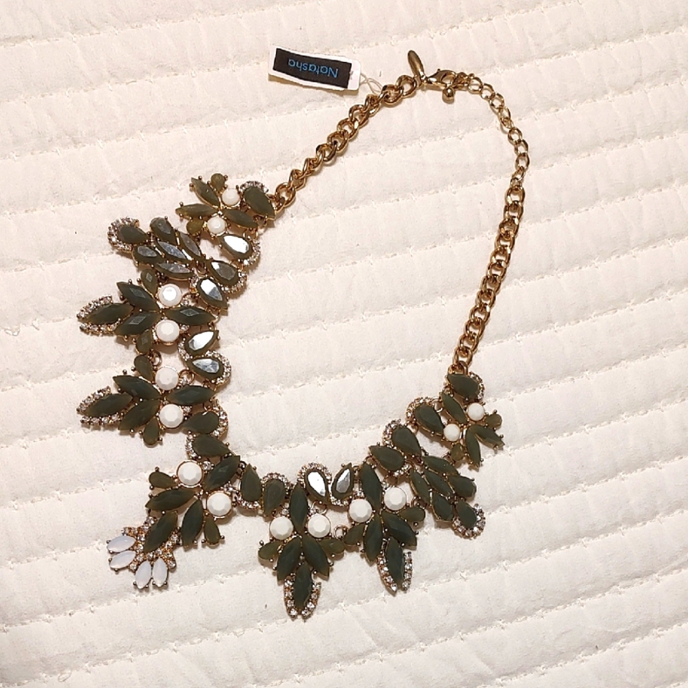 Natasha Couture Gold and Green Necklace Elegant Jewelry